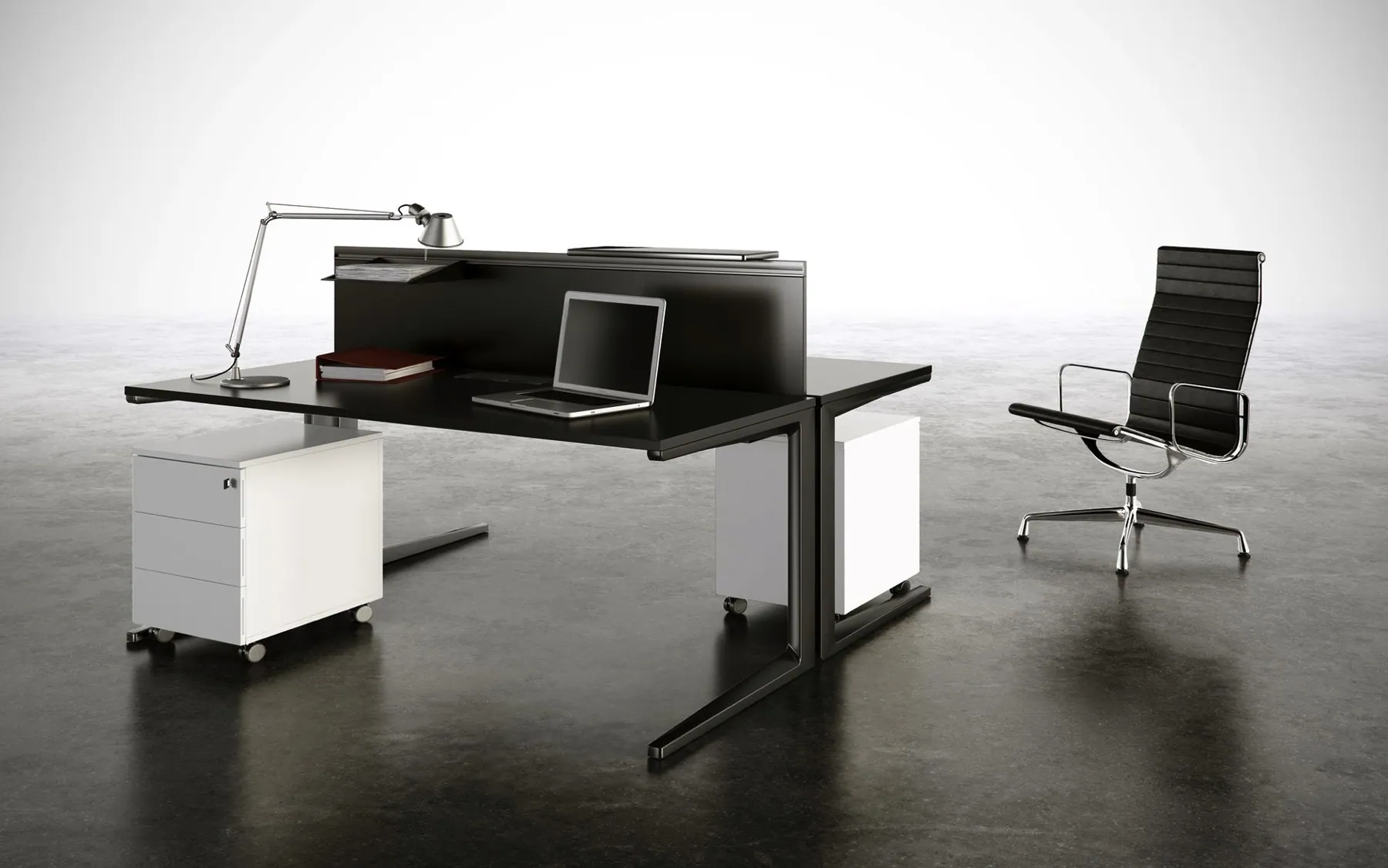 Render de mobiliario y silla de diseño